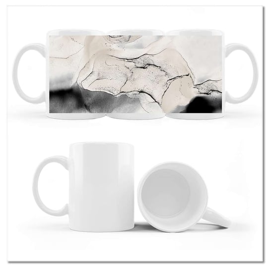 Kubek ceramiczny, Stonowana abstrakcja, 330 ml, ZeSmakiem, biały ZeSmakiem