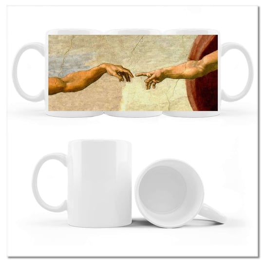 Kubek ceramiczny, Stworzenie Adama, 330 ml, ZeSmakiem, biały ZeSmakiem