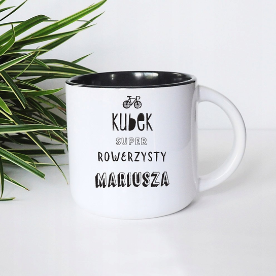 Odznaka Rowerzysty Kubek ceramiczny super rowerzysty z imieniem, rower, Sowia Aleja, 400ml ...