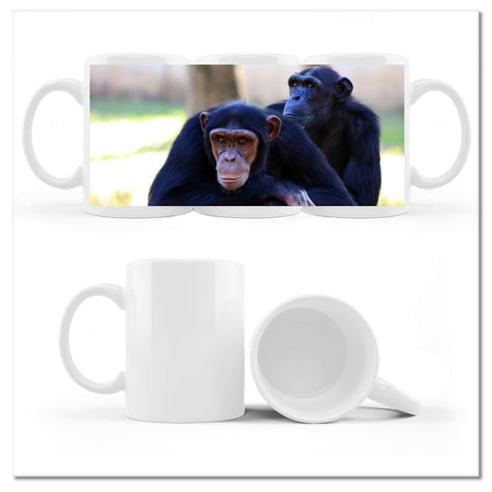 Kubek ceramiczny, Szympans, 330 ml, ZeSmakiem, biały ZeSmakiem