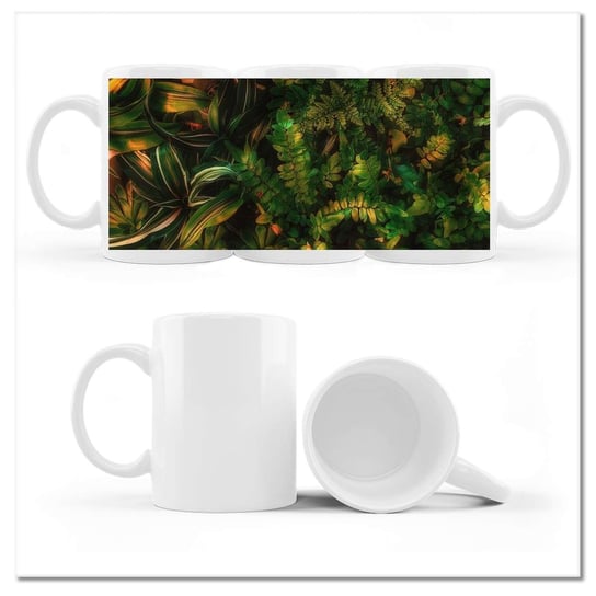 Kubek ceramiczny, Tropikalne liście, 330 ml, ZeSmakiem, biały ZeSmakiem