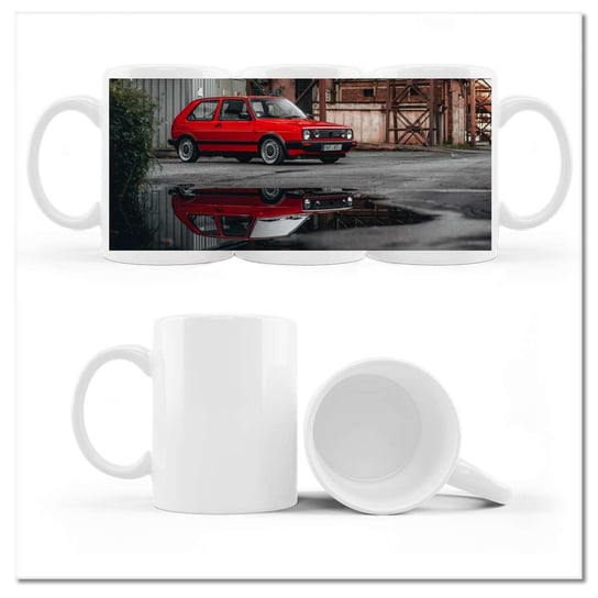 Kubek ceramiczny, VW Golf Dwójka 2 II GTD, 330 ml, ZeSmakiem, biały ZeSmakiem