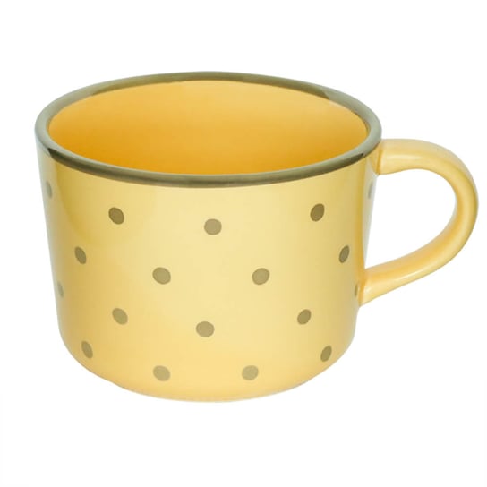 Kubek ceramiczny w groszki żółty - idealny do parzenia herbaty kawy, piekny prezent, upominek dla mamy, taty, babci, dziadka, niej i niego, teściowej 300 ml Cup&You Cup&You
