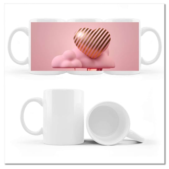 Kubek ceramiczny, W różowym niebie, 330 ml, ZeSmakiem, biały ZeSmakiem