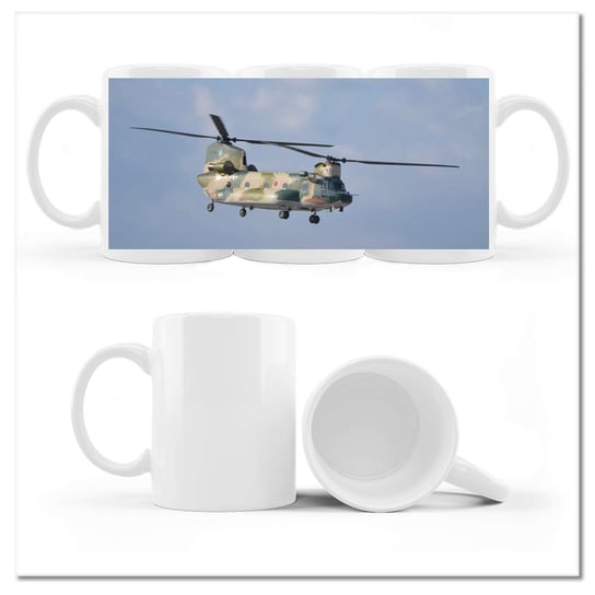 Kubek ceramiczny, Wojskowy helikopter, 330 ml, ZeSmakiem, biały ZeSmakiem