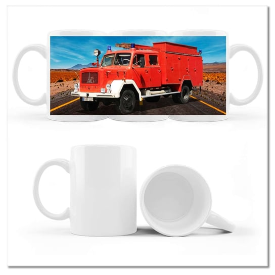 Kubek ceramiczny, Wóz strażacki, 330 ml, ZeSmakiem, biały ZeSmakiem