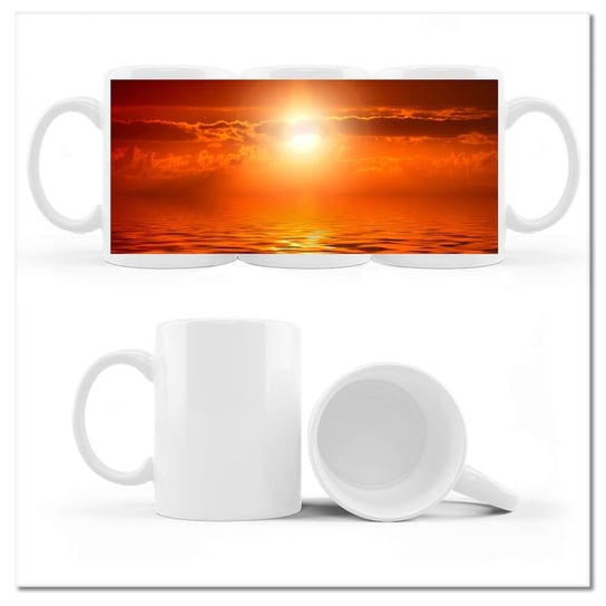 Kubek ceramiczny, Wschód słońca nad oceanem, 330 ml, ZeSmakiem, biały ZeSmakiem