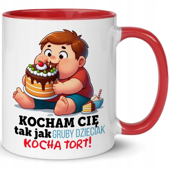 Kubek ceramiczny wyjątkowy prezent dla zakochanych Kocham Cię Jak Gruby Dzieciak Wzory, 300 ml, StyleCouture StyleCouture