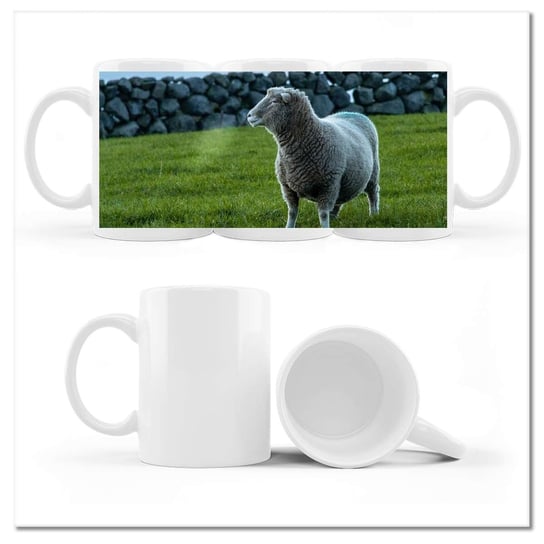 Kubek ceramiczny, Wypas owiec, 330 ml, ZeSmakiem, biały ZeSmakiem