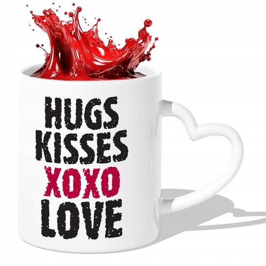 Kubek ceramiczny, XOXO LOVE Pocałunek Mix, 330 ml, StyleCouture, biały StyleCouture