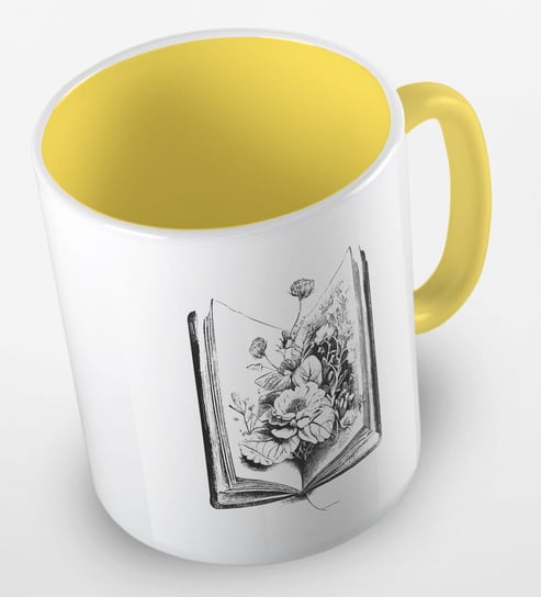 Kubek ceramiczny z grafiką otwarta książka z kwiatami, różne kolory, 330 ml, Fotobloki&Decor Inna marka