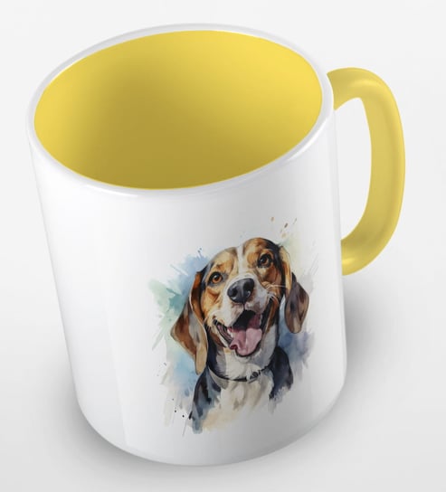 Kubek ceramiczny z grafiką psa rasy beagle, różne kolory, pojemność 330 ml Inna marka