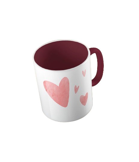 Kubek ceramiczny z grafiką rysowanych serduszek hearts, walentynki, prezent, 330 ml, Fotobloki&Decor, bordowy Inna marka