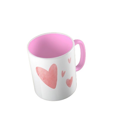 Kubek ceramiczny z grafiką rysowanych serduszek hearts, walentynki, prezent, 330 ml, Fotobloki&Decor, różowy Inna marka