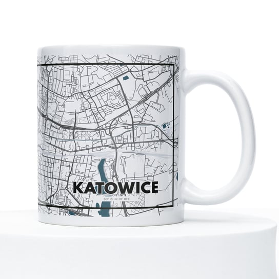 Kubek ceramiczny z mapą Katowic - 330 ml PlakatoweLove PlakatoweLove