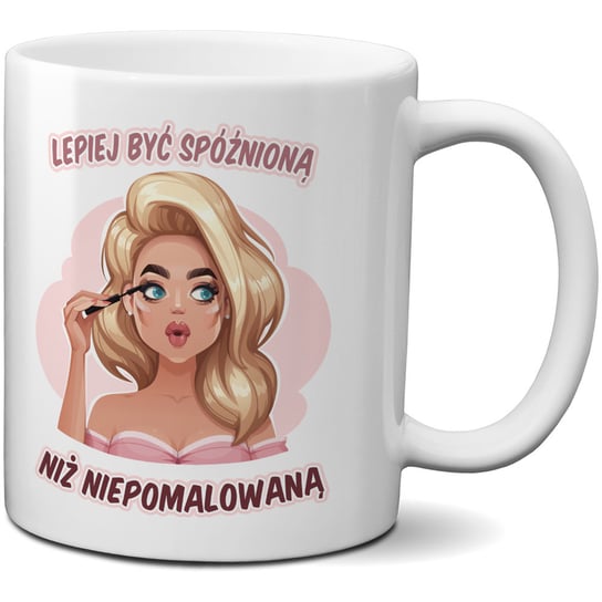 Kubek ceramiczny z nadrukiem - Lepiej Być Spóźnioną Niż Niepomalowaną, 330ml, CupCup.pl CupCup.pl