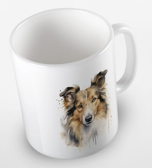 Kubek ceramiczny z nadrukiem owczarek szetlandzki, różne kolory wnętrza, 330 ml, Fotobloki&Decor Inna marka