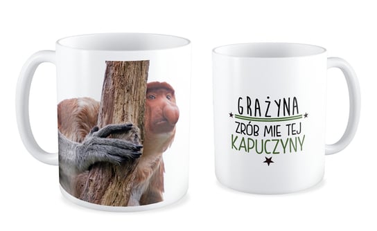 Kubek ceramiczny, z napisami, 330 ml, fajneKUBKI, biały fajneKUBKI