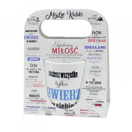 Kubek ceramiczny, z napisami, "Możesz wszystko tylko uwierz w siebie", 325 ml, Giftmania Giftmania