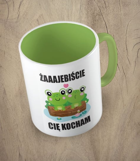 Kubek ceramiczny z napisem, Żajebiście Cię Kocham, Fotobloki&Decor, Zielony Fotobloki & Decor