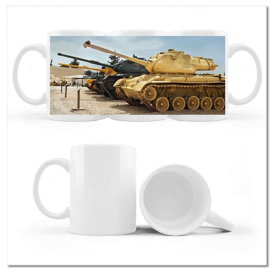 Kubek ceramiczny, Zabytkowe pancerne czołgi, 330 ml, ZeSmakiem, biały ZeSmakiem