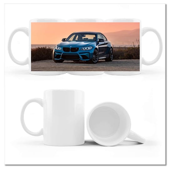 Kubek ceramiczny, Zachód słońca BMW, 330 ml, ZeSmakiem, biały ZeSmakiem
