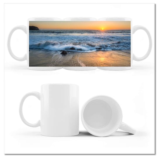 Kubek ceramiczny, Zachód słońca Plaża, 330 ml, ZeSmakiem, biały ZeSmakiem
