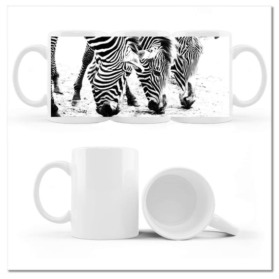 Kubek ceramiczny, Zebra, 330 ml, ZeSmakiem, biały ZeSmakiem