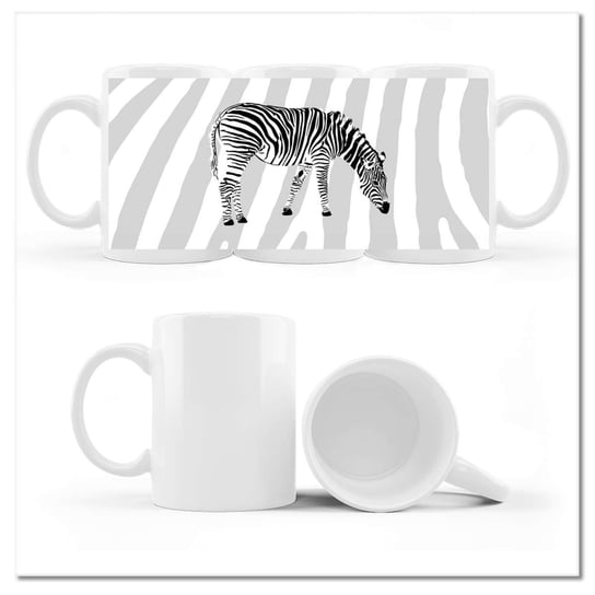 Kubek ceramiczny, Zebra Paski, 330 ml, ZeSmakiem, biały ZeSmakiem