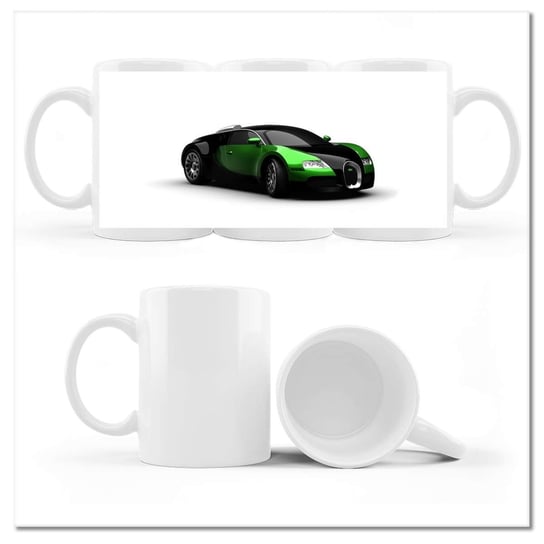 Kubek ceramiczny, Zielone Bugatti Veyron, 330 ml, ZeSmakiem, biały ZeSmakiem