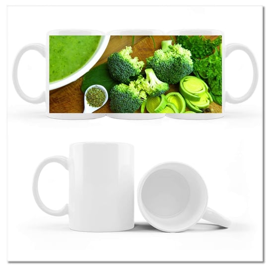 Kubek ceramiczny, Zielone warzywa, 330 ml, ZeSmakiem, biały ZeSmakiem