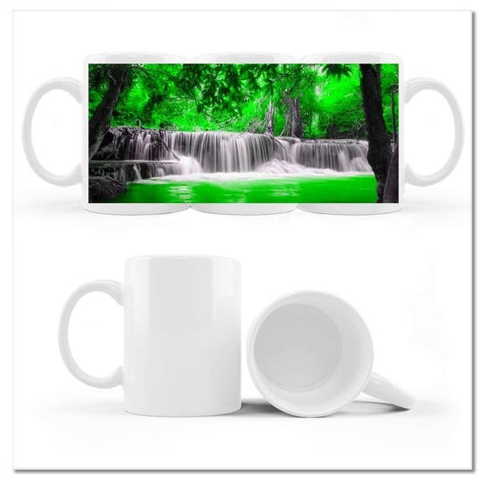 Kubek ceramiczny, Zielony wodospad, 330 ml, ZeSmakiem, biały ZeSmakiem