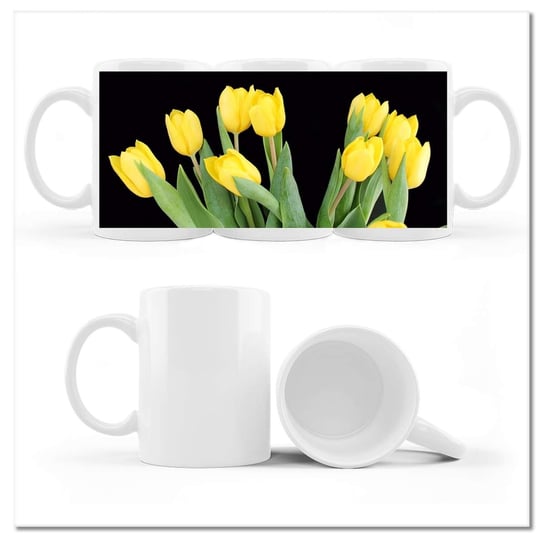 Kubek ceramiczny, Żółte tulipany, 330 ml, ZeSmakiem, biały ZeSmakiem