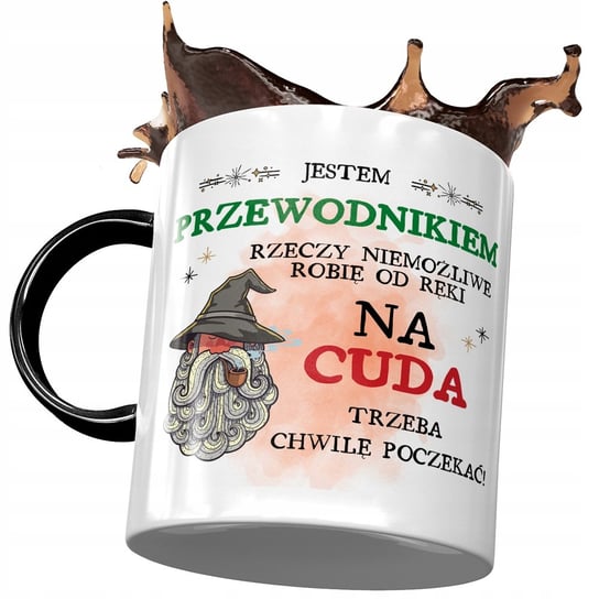 Kubek Czarny Dla Przewodnika na Cuda Trzeba Chwilę z Nadrukiem ze Zdjęciem PoliDraw