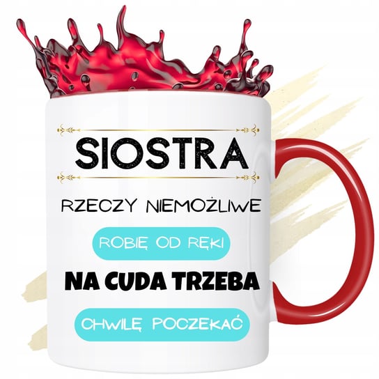 KUBEK CZERWONY SIOSTRY PREZENT URODZINY OD RĘKI Inna marka