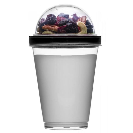 Kubek do jogurtu z pojemnikiem na musli SAGAFORM Fresh, czarny, srebrny, 15x8,8 cm Sagaform