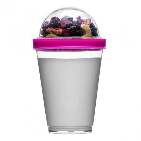 Kubek do jogurtu z pojemnikiem na musli SAGAFORM New Fresh, różowy, 15x8,8 cm Sagaform