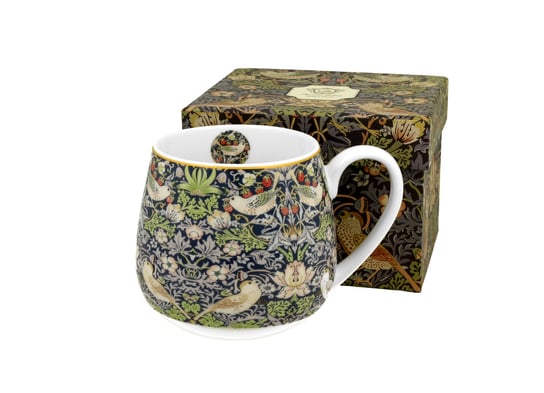 Kubek do kawy i herbaty porcelanowy, baryłka DUO Strawberry Thief Blue William Morris 430 ml DUO Gift