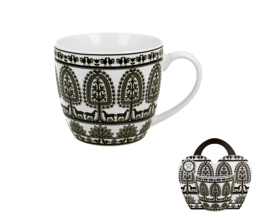 Kubek do kawy i herbaty porcelanowy DUO w koszyczku KURPIOWSKI 460 ml DUO Gift