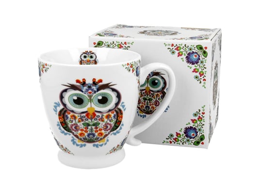 Kubek do kawy i herbaty porcelanowy na stopce DUO ETNO SOWA 480 ml DUO Gift