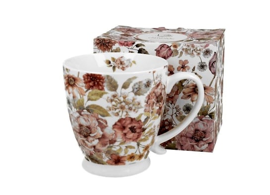 Kubek do kawy i herbaty porcelanowy na stopce DUO PASTEL FLOWERS WHTE 450 ml DUO Gift
