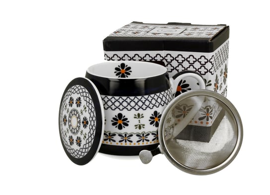 Kubek do kawy i herbaty porcelanowy z zaparzaczem DUO baryłka INDIGO 4, 430 ml DUO Gift