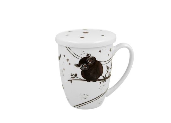Kubek do kawy i herbaty porcelanowy z zaparzaczem DUO CHARMING OWLS  350 ml DUO Gift