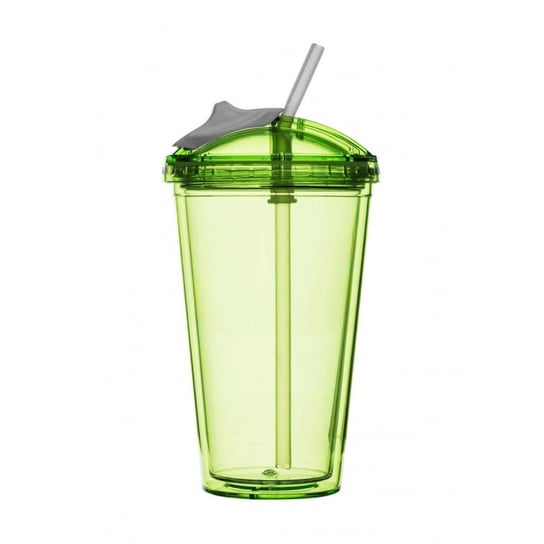 Kubek do zimnych napojów z pokrywką i słomką SAGAFORM Fresh, zielony, 18,5 cm Sagaform
