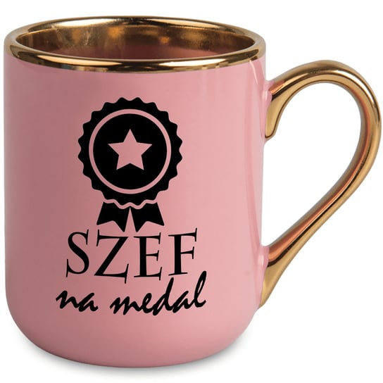 Kubek Elegant Różowy Ucho Rant złoty PREZENT DLA SZEF na MEDAL MiX WZORÓW Inna marka