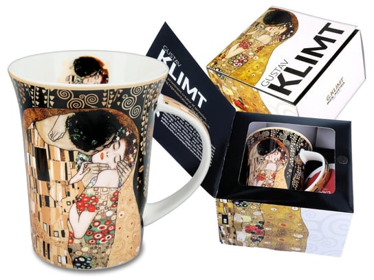 Kubek G. Klimt, Pocałunek (czarne tło) 350 ml, Carmani Carmani