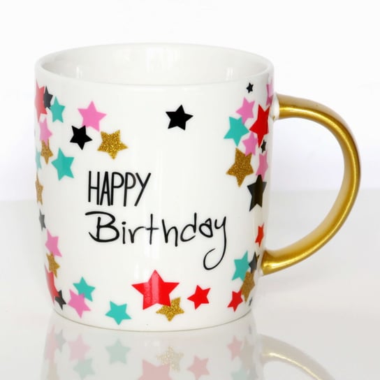 Kubek Happy Birthday 300ml w boxie prezentowym z pięknym barwnym nadrukiem pomysł na podarunek upominek Cup&You