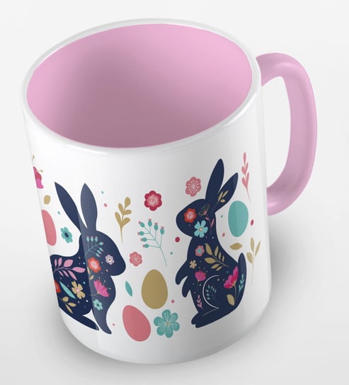 Kubek happy easter, króliczki wielkanocne, zajączki, Wielkanoc, kolor różowy Fotobloki & Decor
