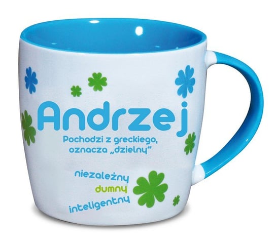 Kubek imienny NEKUPTO Andrzej, biało-niebieski, 330 ml Nekupto