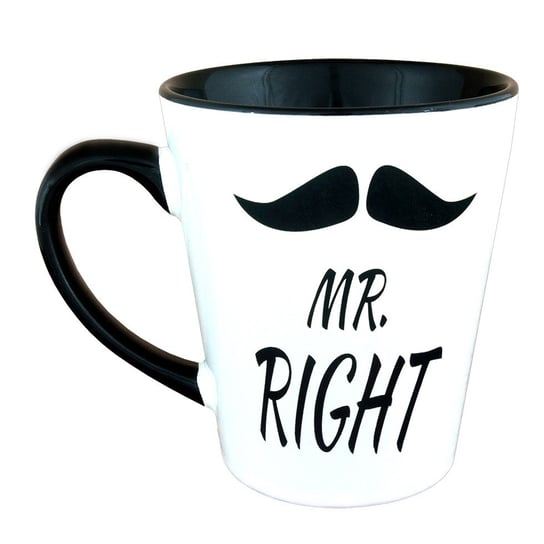 Kubek Latte 321PREZENT z wąsem - Mr. RIGHT, biały, 300 ml 321Prezent